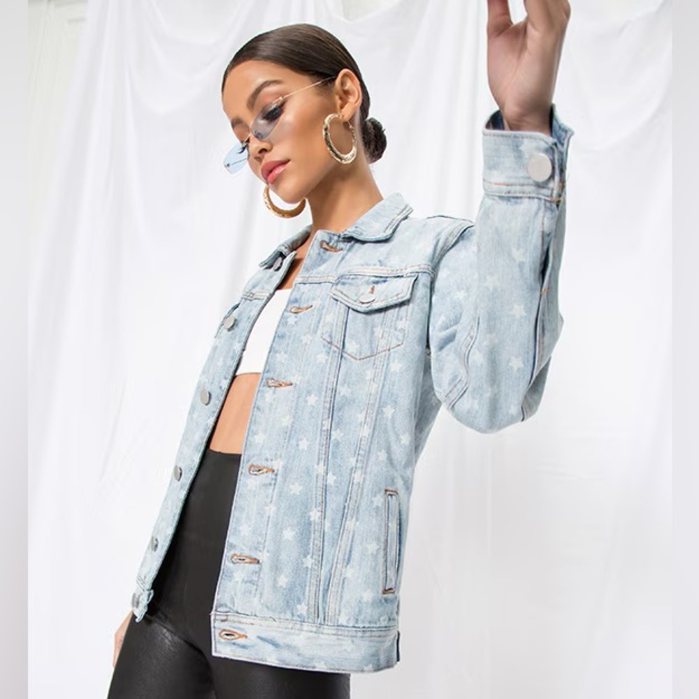superdown kirsten USA star print denim jacket XS